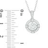 6.0mm Lab-Created White Sapphire and 0.09 CT. T.W. Diamond Vintage-Style Compass Frame Pendant in Sterling Silver