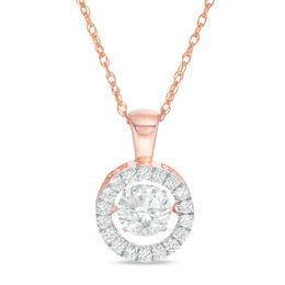 Unstoppable Love™ 6.5mm Lab-Created White Sapphire Frame Pendant in Sterling Silver with 14K Rose Gold Plate