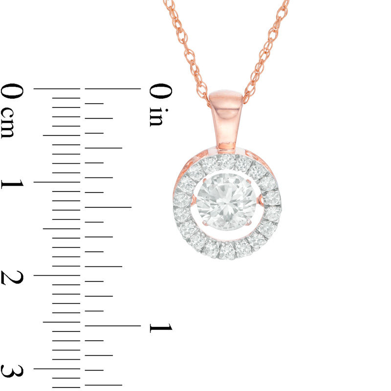 Unstoppable Love™ 6.5mm Lab-Created White Sapphire Frame Pendant in Sterling Silver with 14K Rose Gold Plate