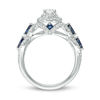 Vera Wang Love Collection 0.95 CT. T.W. Oval Diamond and Blue Sapphire Frame Engagement Ring in 14K White Gold
