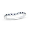 Thumbnail Image 1 of Vera Wang Love Collection Blue Sapphire and 0.07 CT. T.W. Diamond Contour Wedding Band in 14K White Gold