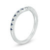 Thumbnail Image 1 of Vera Wang Love Collection Blue Sapphire and 0.07 CT. T.W. Diamond Contour Wedding Band in 14K White Gold