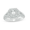 Thumbnail Image 0 of Vera Wang Love Collection 1.29 CT. T.W. Emerald-Cut Diamond Frame Arrow-Sides Engagement Ring in 14K White Gold