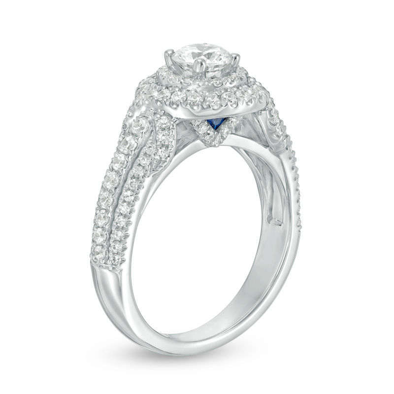 Main Image 2 of Vera Wang Love Collection 1.23 CT. T.W. Diamond Double Frame Twist Engagement Ring in 14K White Gold