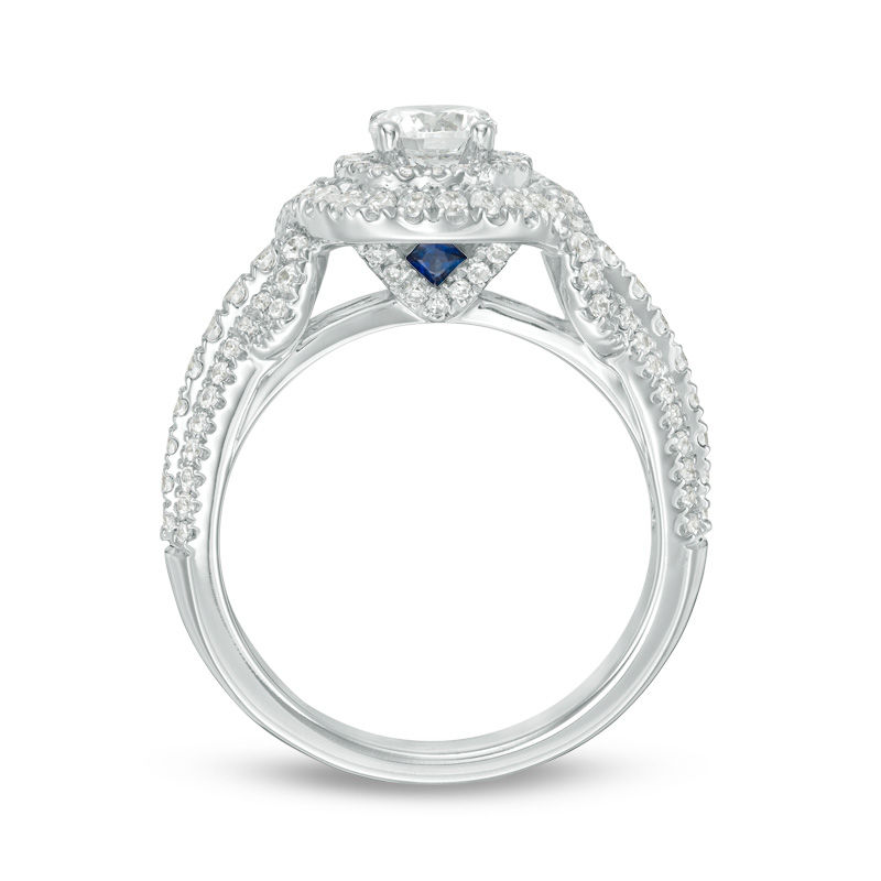 Main Image 3 of Vera Wang Love Collection 1.23 CT. T.W. Diamond Double Frame Twist Engagement Ring in 14K White Gold
