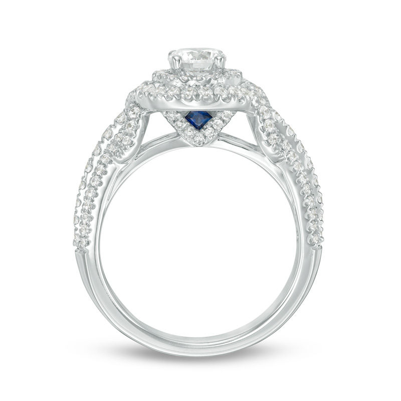 Vera Wang Love Collection 1.23 CT. T.W. Diamond Double Frame Twist Engagement Ring in 14K White Gold