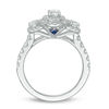 Thumbnail Image 2 of Vera Wang Love Collection 1.23 CT. T.W. Oval Diamond Three Stone Frame Engagement Ring in 14K White Gold