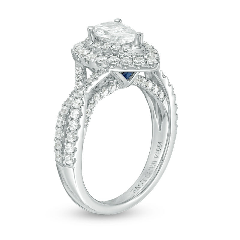 Vera Wang Love Collection 1.58 CT. T.W. Pear-Shaped Diamond Double Frame Twist Engagement Ring in 14K White Gold