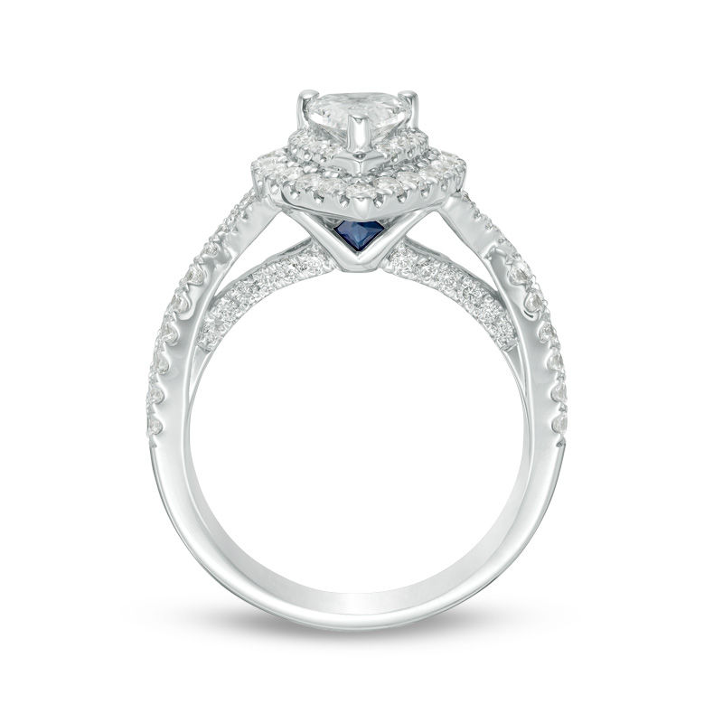 Vera Wang Love Collection 1.58 CT. T.W. Pear-Shaped Diamond Double Frame Twist Engagement Ring in 14K White Gold