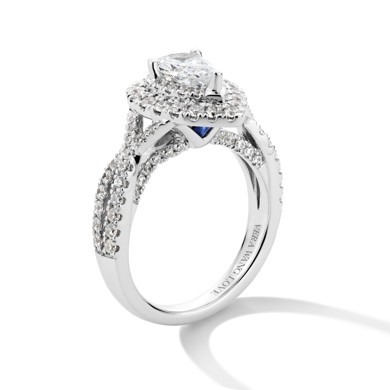 Main Image 3 of Vera Wang Love Collection 1.58 CT. T.W. Pear-Shaped Diamond Double Frame Twist Engagement Ring in 14K White Gold