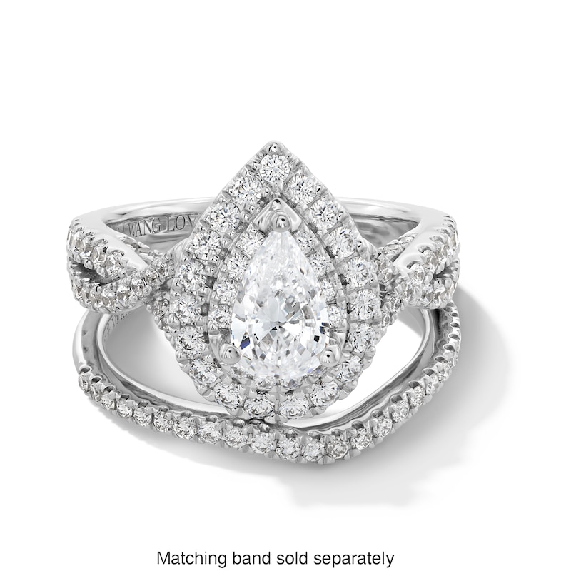 Main Image 4 of Vera Wang Love Collection 1.58 CT. T.W. Pear-Shaped Diamond Double Frame Twist Engagement Ring in 14K White Gold