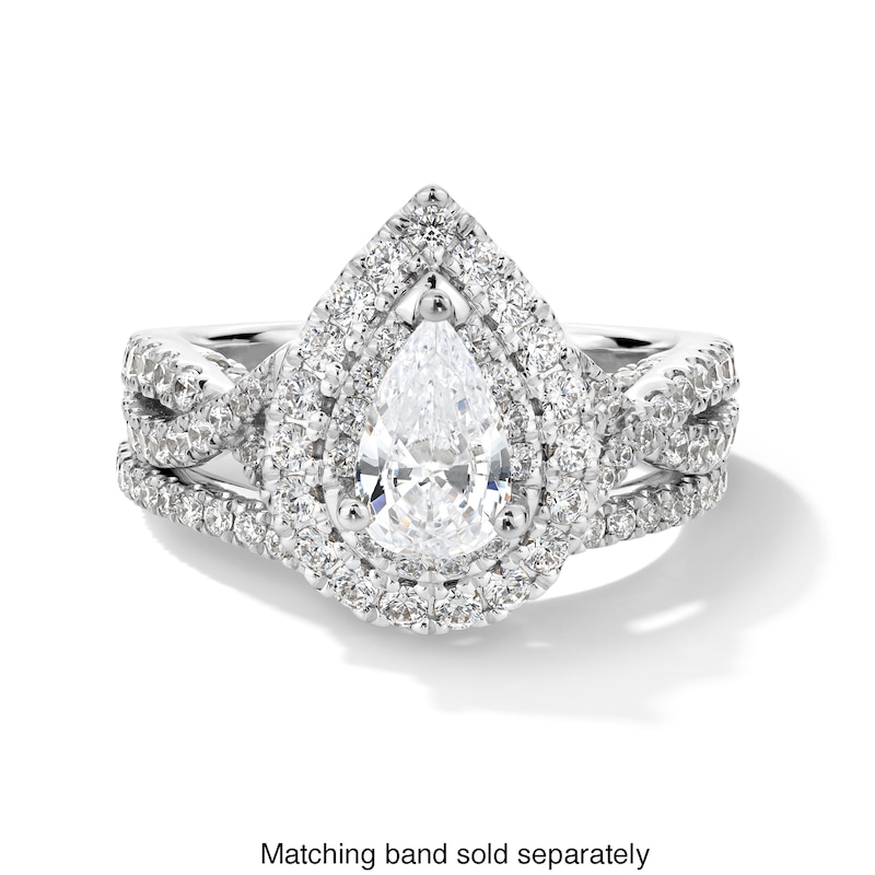 Main Image 5 of Vera Wang Love Collection 1.58 CT. T.W. Pear-Shaped Diamond Double Frame Twist Engagement Ring in 14K White Gold