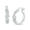 Thumbnail Image 0 of 0.23 CT. T.W. Diamond Textured Bypass Hoop Earrings in Sterling Silver