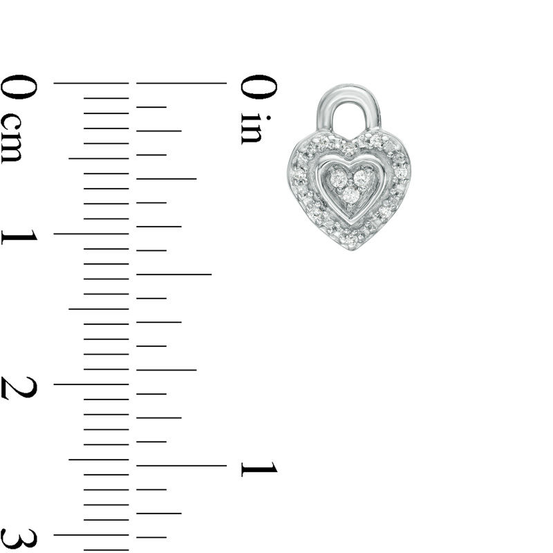 Main Image 2 of Diamond Accent Heart Lock Single Stud Earrings in Sterling Silver