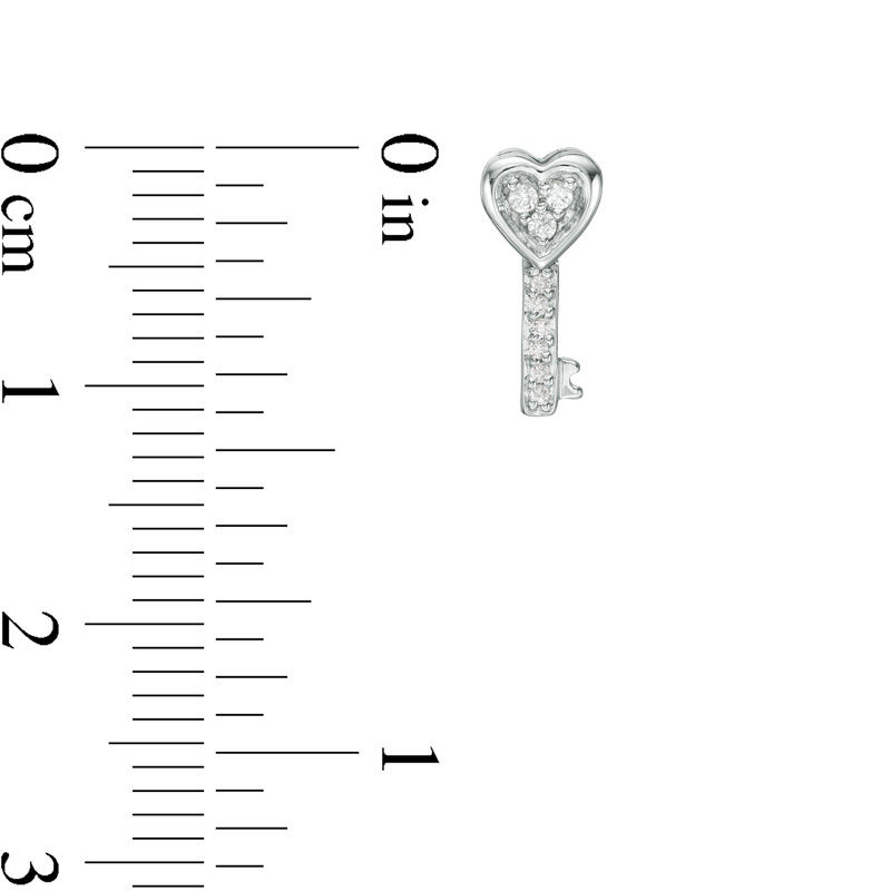 Main Image 2 of Diamond Accent Heart-Top Key Single Stud Earring in Sterling Silver