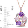 Thumbnail Image 2 of Multi-Shaped Amethyst, Rose Quartz and White Topaz Cluster Pendant in Sterling Silver with Rose Rhodium Plate