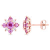 Thumbnail Image 1 of Pink and White Sapphire Flower Stud Earrings in 14K Rose Gold
