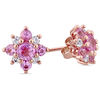 Thumbnail Image 2 of Pink and White Sapphire Flower Stud Earrings in 14K Rose Gold