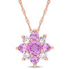 Thumbnail Image 0 of Pink and White Sapphire Flower Pendant in 14K Rose Gold - 17"