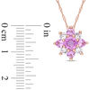 Thumbnail Image 2 of Pink and White Sapphire Flower Pendant in 14K Rose Gold - 17"