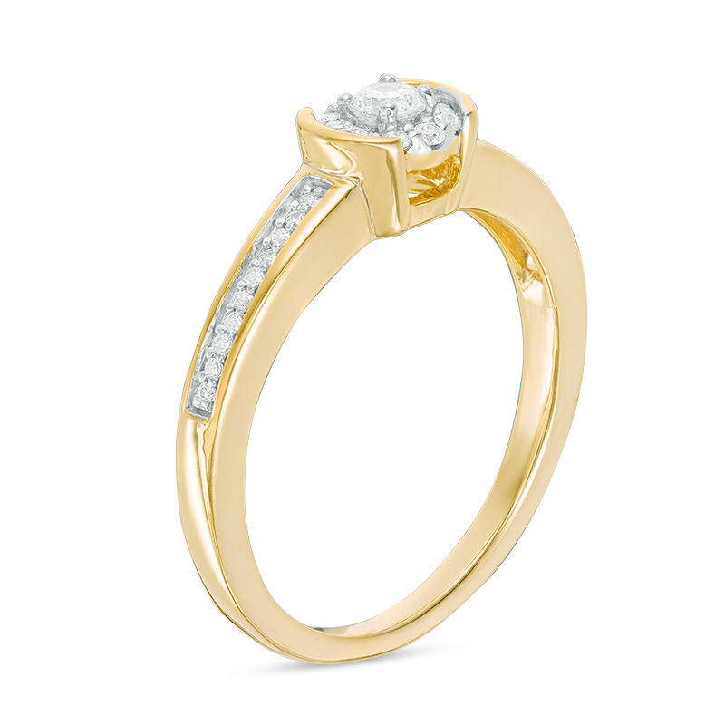 0.18 CT. T.W. Diamond Frame Promise Ring in 10K Gold