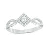 Thumbnail Image 0 of 0.18 CT. T.W. Diamond Tilted Square Frame Promise Ring in 10K White Gold