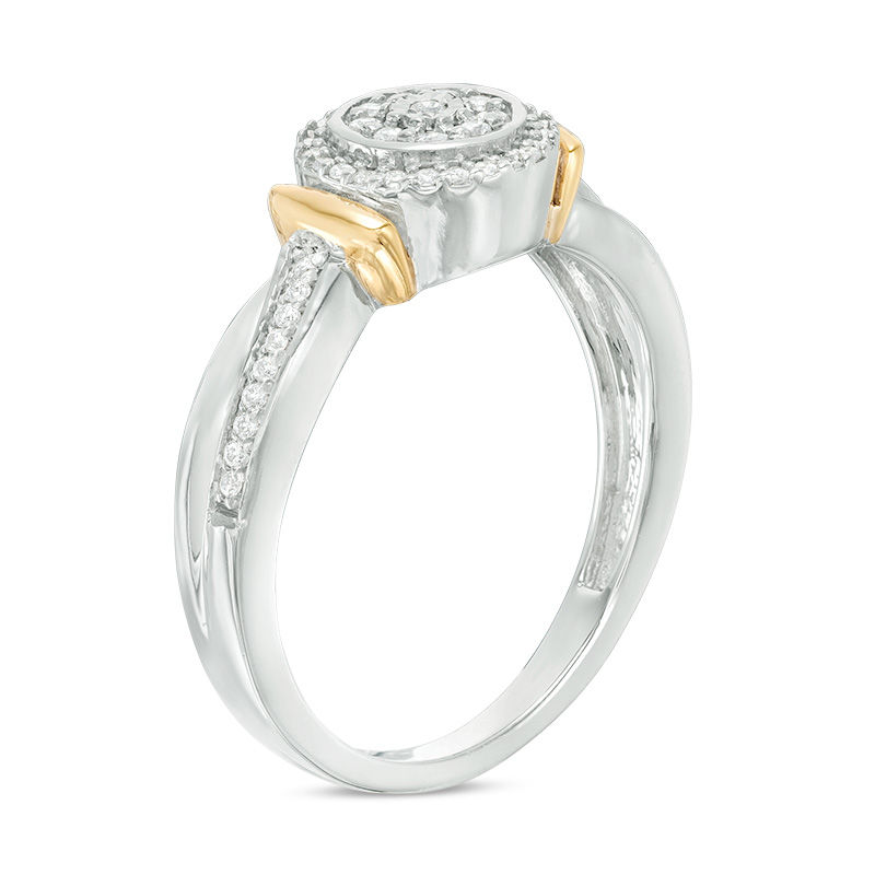 0.18 CT. T.W. Diamond Double Frame Collar Promise Ring in Sterling Silver and 10K Gold