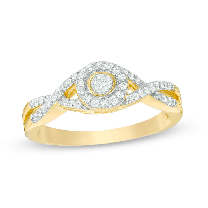 0.23 CT. T.W. Diamond Frame Split Shank Promise Ring in 10K Gold|Peoples Jewellers