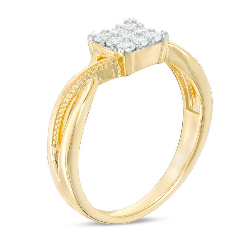 0.18 CT. T.W. Composite Diamond Square Twist Shank Promise Ring in 10K Gold
