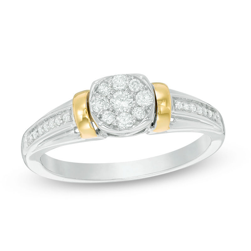 0.18 CT. T.W. Composite Diamond Collar Promise Ring in Sterling Silver and 10K Gold