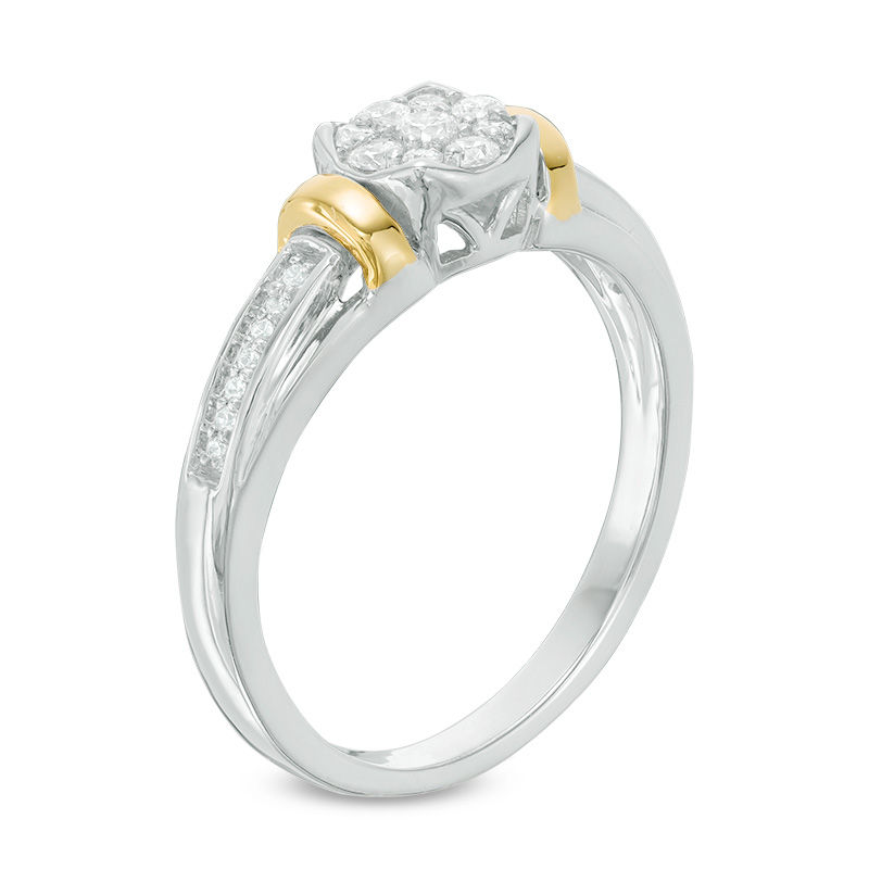 0.18 CT. T.W. Composite Diamond Collar Promise Ring in Sterling Silver and 10K Gold