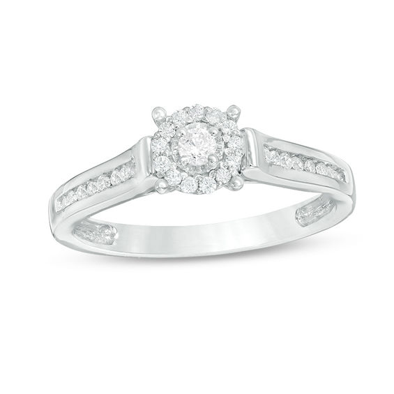 0.18 CT. T.W. Diamond Double Frame Promise Ring in 10K White Gold 0.18 CT. T.W. Diamond Double Frame Promise Ring in 10K White Gold