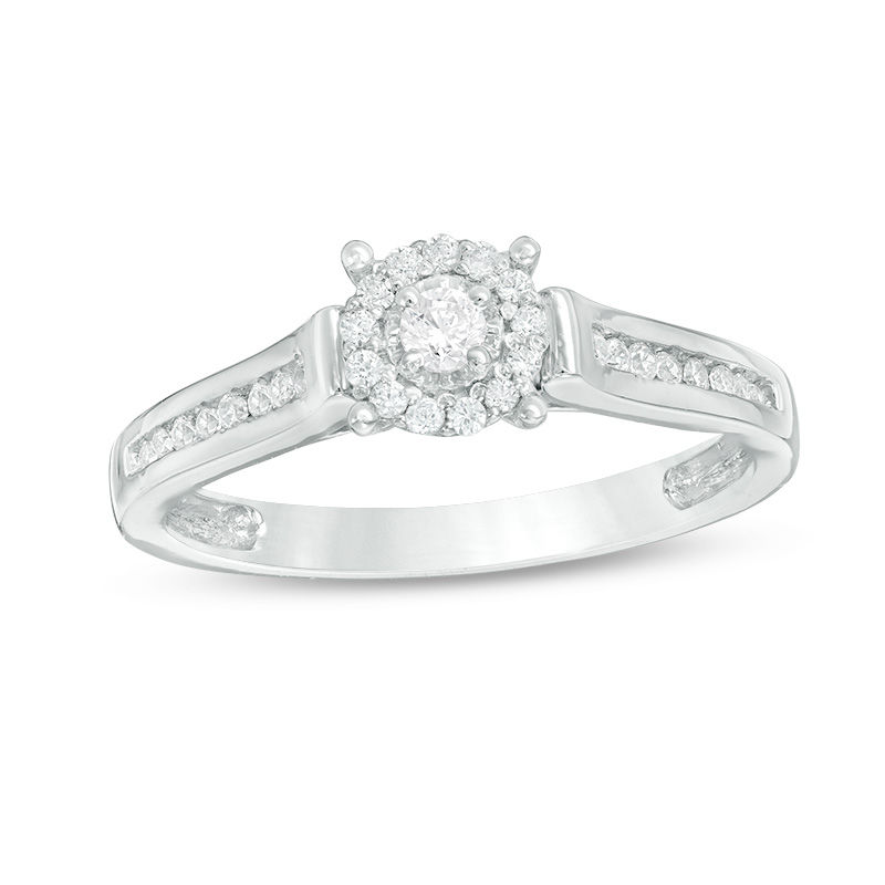 0.18 CT. T.W. Diamond Double Frame Promise Ring in 10K White Gold