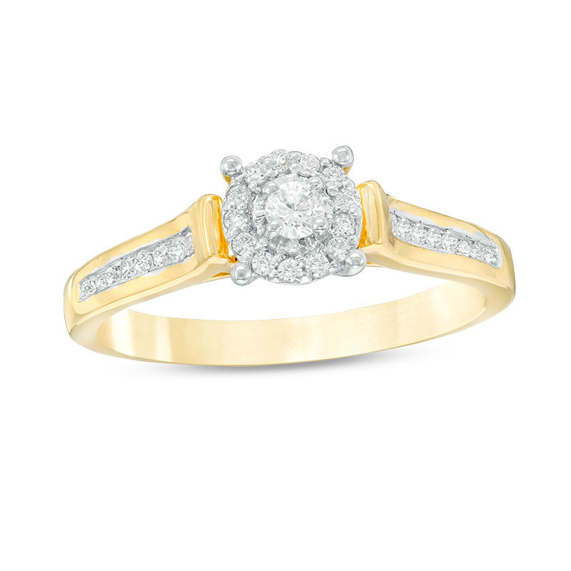 0.18 CT. T.W. Diamond Double Frame Promise Ring in 10K Gold