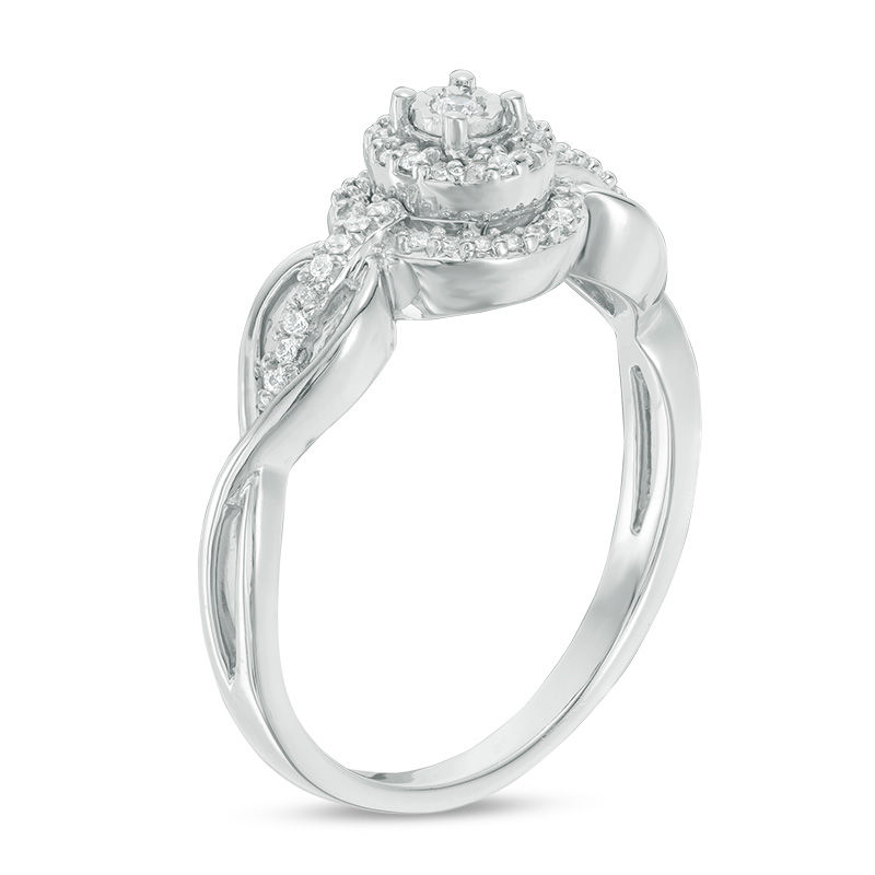 Main Image 2 of 0.145 CT. T.W. Diamond Double Frame Promise Ring in 10K White Gold