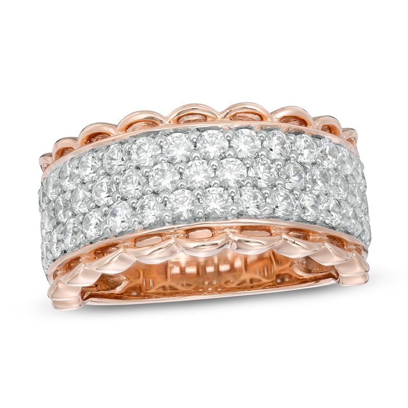 Main Image 1 of 2.00 CT. T.W. Certified Canadian Diamond Multi-Row Scalloped Edge Anniversary Band in 14K Rose Gold (I/I2)