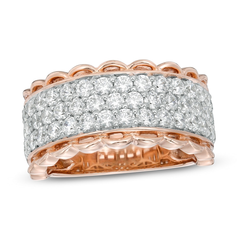 2.00 CT. T.W. Certified Canadian Diamond Multi-Row Scalloped Edge Anniversary Band in 14K Rose Gold (I/I2)|Peoples Jewellers