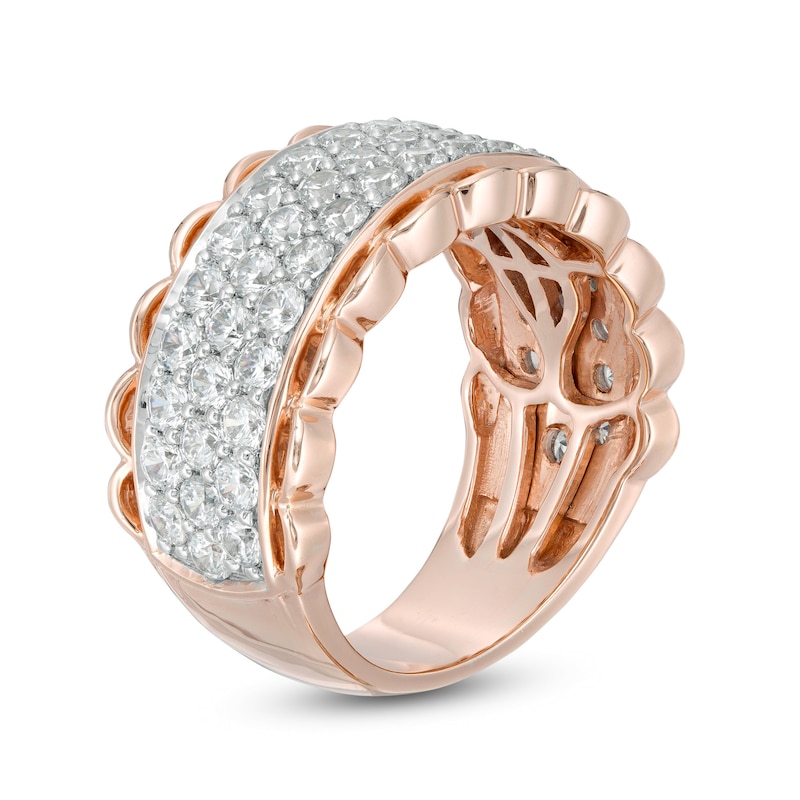 Main Image 3 of 2.00 CT. T.W. Certified Canadian Diamond Multi-Row Scalloped Edge Anniversary Band in 14K Rose Gold (I/I2)