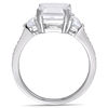 Thumbnail Image 3 of Emerald-Cut White Topaz and 0.07 CT. T.W. Diamond Three Stone Ring in Sterling Silver