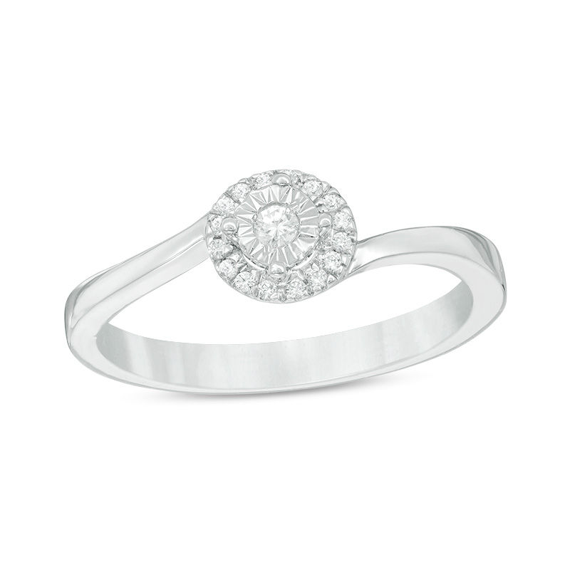 0.085 CT. T.W. Diamond Frame Bypass Promise Ring in 10K White Gold