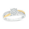 Thumbnail Image 0 of 0.146 CT. T.W. Diamond Frame Split Shank Promise Ring in Sterling Silver and 10K Gold