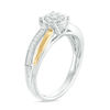 Thumbnail Image 1 of 0.146 CT. T.W. Diamond Frame Split Shank Promise Ring in Sterling Silver and 10K Gold