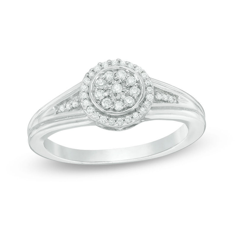 0.145 CT. T.W. Diamond Double Frame Promise Ring in Sterling Silver