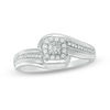 Thumbnail Image 0 of 0.146 CT. T.W. Diamond Square Frame Bypass Promise Ring in Sterling Silver