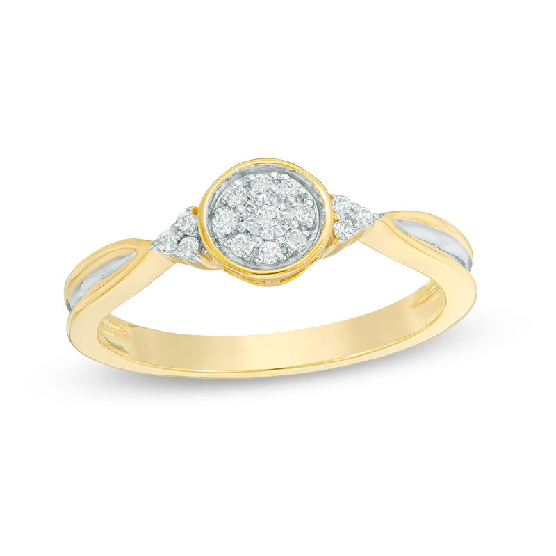 0.085 CT. T.W. Composite Diamond Tri-Sides Promise Ring in 10K Gold