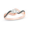 Thumbnail Image 0 of 0.145 CT. T.W. Enhanced Black and White Diamond Twist Promise Ring in 10K Rose Gold