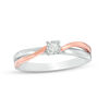 Thumbnail Image 1 of 0.04 CT. Diamond Solitaire Bypass Promise Ring in Sterling Silver and 10K Rose Gold