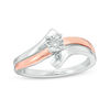 Thumbnail Image 0 of 0.085 CT. Diamond Solitaire Bypass Promise Ring in Sterling Silver and 10K Rose Gold