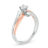 Thumbnail Image 1 of 0.085 CT. Diamond Solitaire Bypass Promise Ring in Sterling Silver and 10K Rose Gold