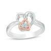 Thumbnail Image 0 of Diamond Accent Double Heart Ring in Sterling Silver and 10K Rose Gold
